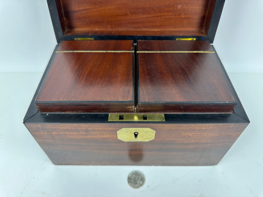 Vintage Mahogany Tea Caddy Box 9'W X 5.5'D X 5.5'H [Photo 6]