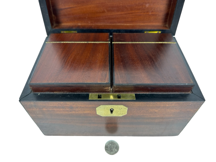 Vintage Mahogany Tea Caddy Box 9'W X 5.5'D X 5.5'H [Photo 1]