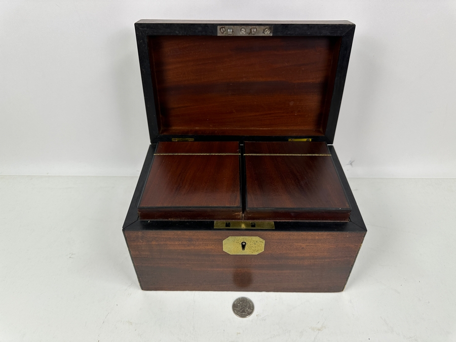 Vintage Mahogany Tea Caddy Box 9'W X 5.5'D X 5.5'H [Photo 5]