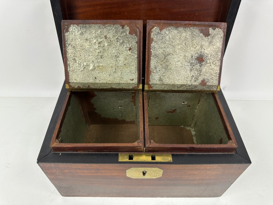 Vintage Mahogany Tea Caddy Box 9'W X 5.5'D X 5.5'H [Photo 7]