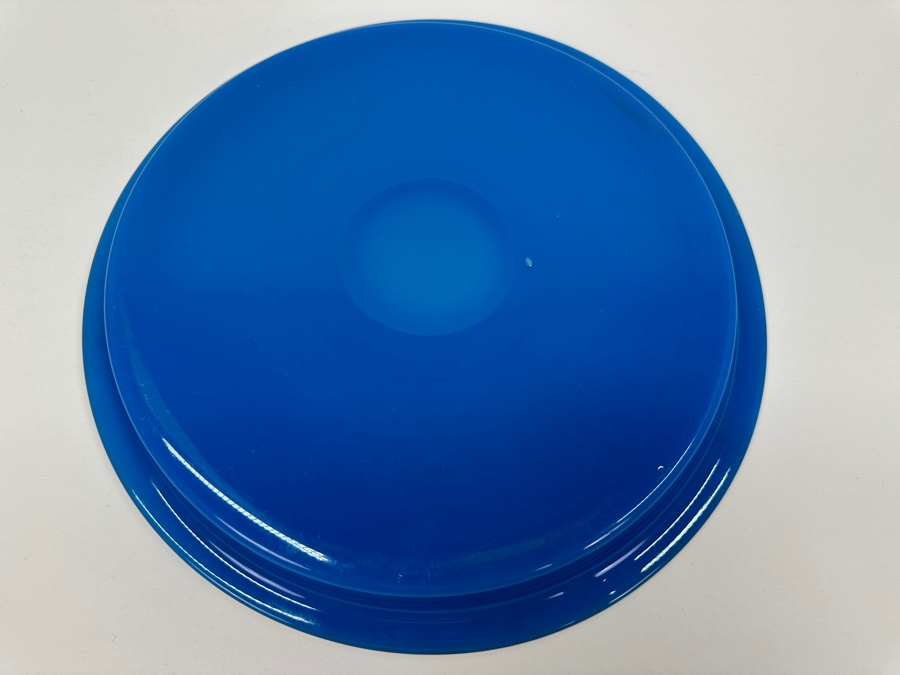 Antique Opaline Glass: Blue Round Tray With Gold & White Decor 10.75'W Appraised $275 [Photo 7]