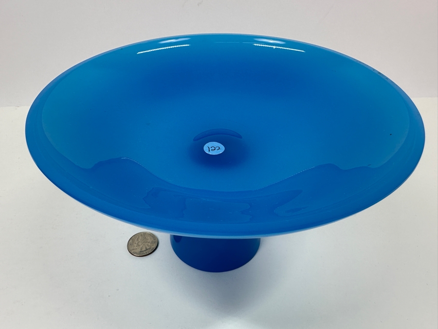 Vintage Mid-Century Opaline Glass: Blue Compote 7.75'W X 4.75'H Appraised $40 [Photo 6]