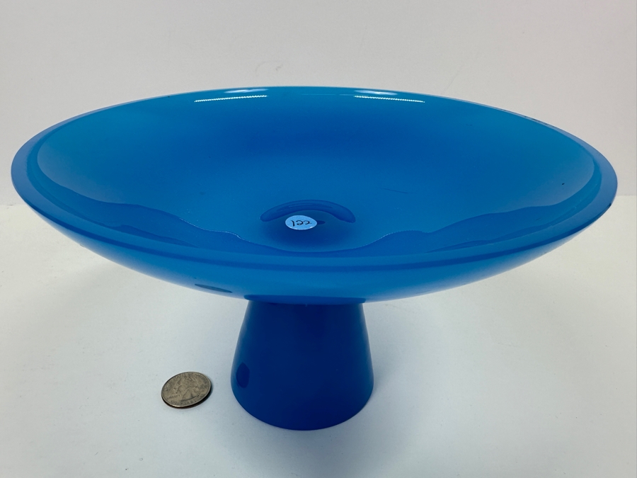 Vintage Mid-Century Opaline Glass: Blue Compote 7.75'W X 4.75'H Appraised $40 [Photo 3]