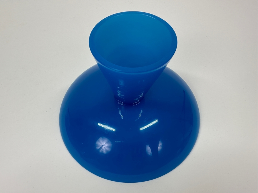 Vintage Mid-Century Opaline Glass: Blue Compote 7.75'W X 4.75'H Appraised $40 [Photo 9]