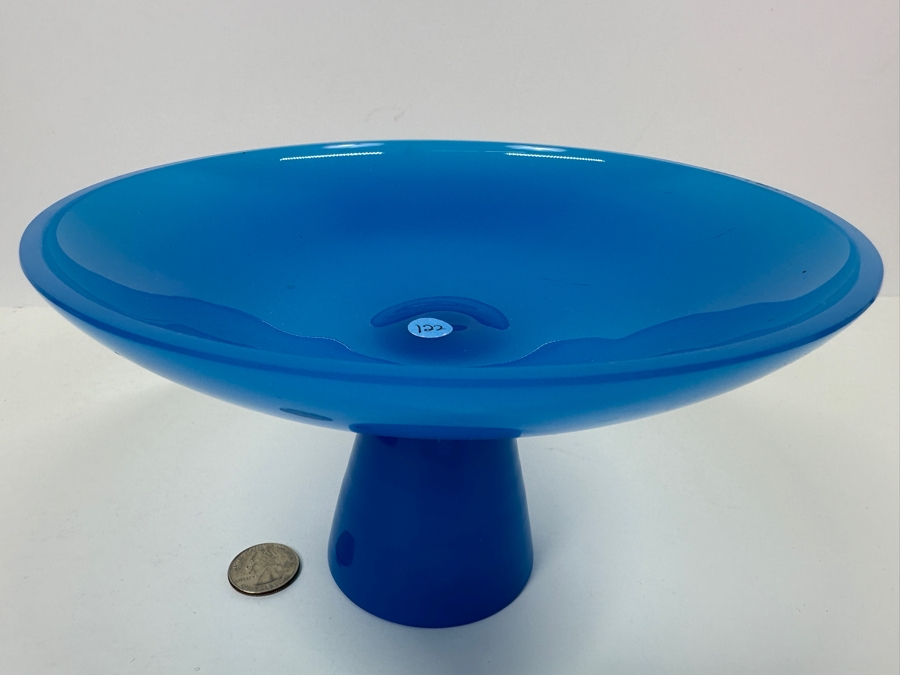 Vintage Mid-Century Opaline Glass: Blue Compote 7.75'W X 4.75'H Appraised $40 [Photo 7]