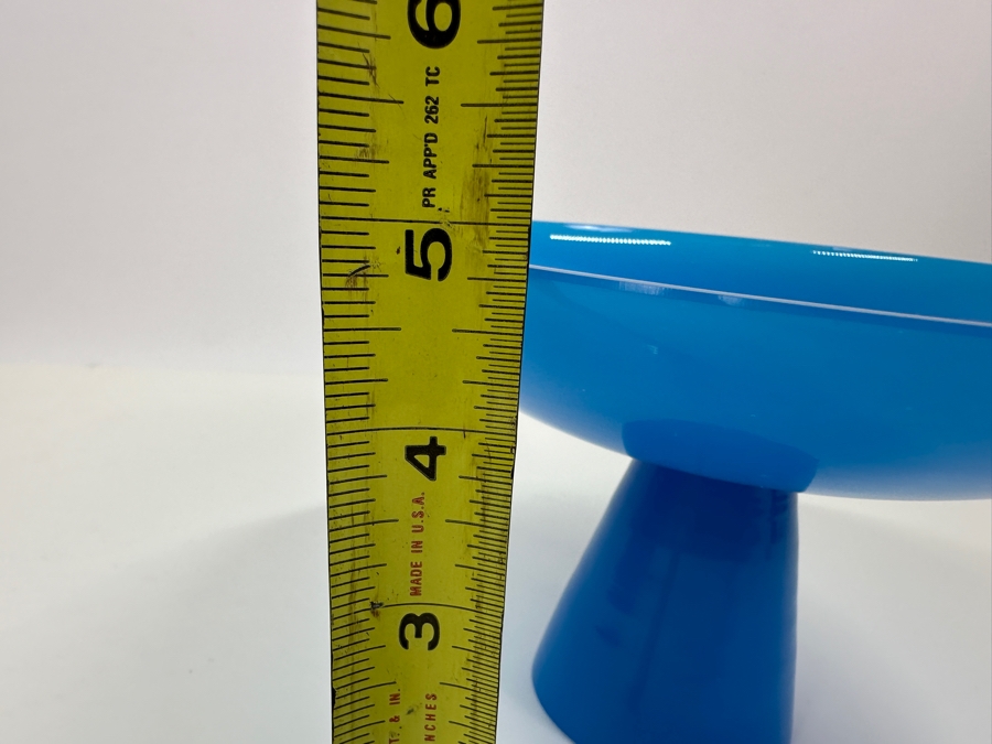 Vintage Mid-Century Opaline Glass: Blue Compote 7.75'W X 4.75'H Appraised $40 [Photo 11]