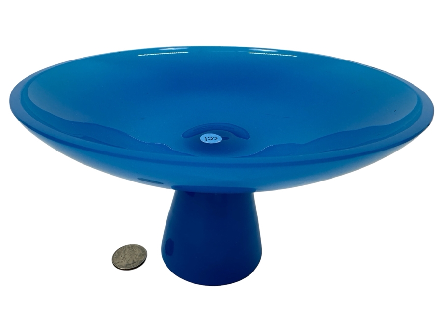 Vintage Mid-Century Opaline Glass: Blue Compote 7.75'W X 4.75'H Appraised $40 [Photo 1]
