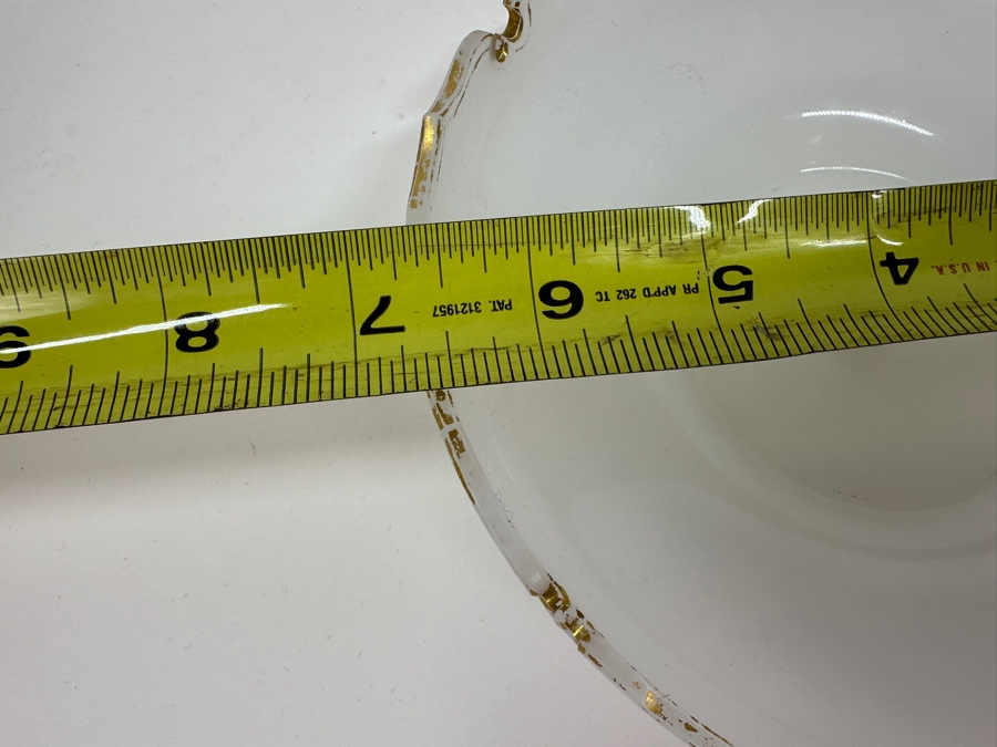 Antique Opaline Glass: White Plate With Gold Decor Has Chip 6.75'W X 1.5'H Appraised $30 [Photo 7]