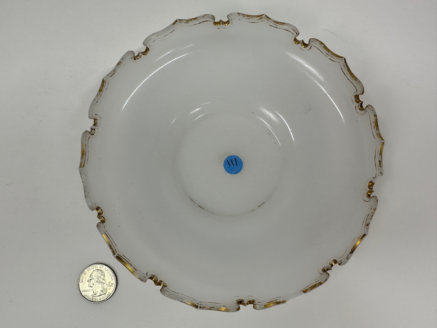 Antique Opaline Glass: White Plate With Gold Decor Has Chip 6.75'W X 1.5'H Appraised $30 [Photo 3]