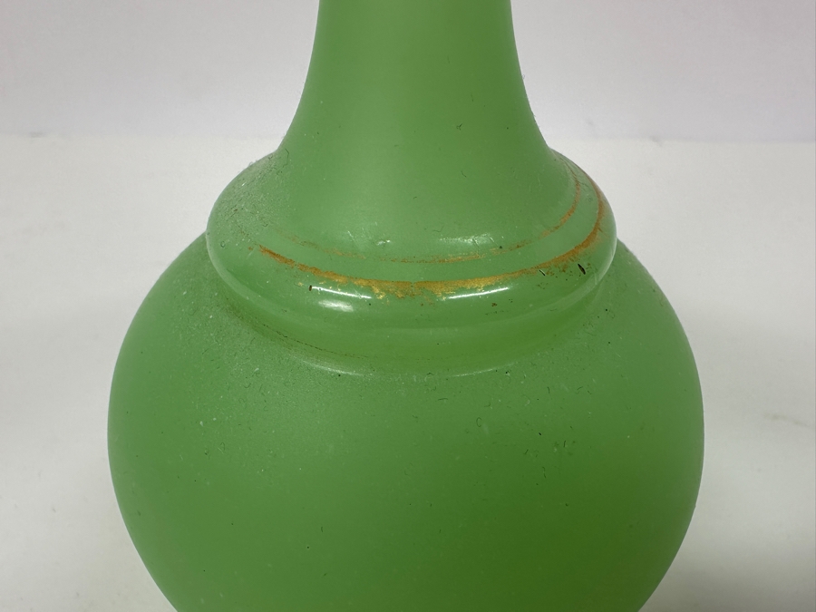 Antique Opaline Glass: Green Bud Vase 6'H Appraised $30 [Photo 4]