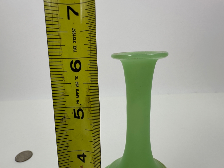Antique Opaline Glass: Green Bud Vase 6'H Appraised $30 [Photo 8]