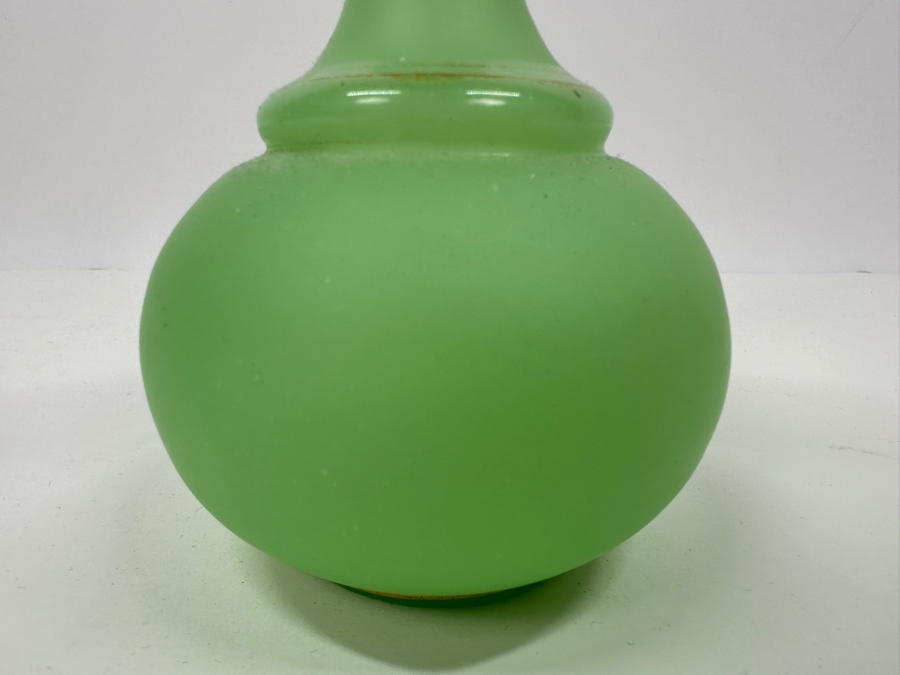 Antique Opaline Glass: Green Bud Vase 6'H Appraised $30 [Photo 6]