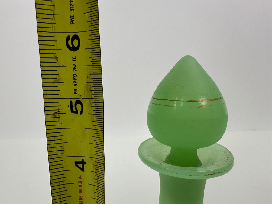 Antique Opaline Glass: Green Perfume Bottle With Stopper 5.75'H Appraised $40 [Photo 7]