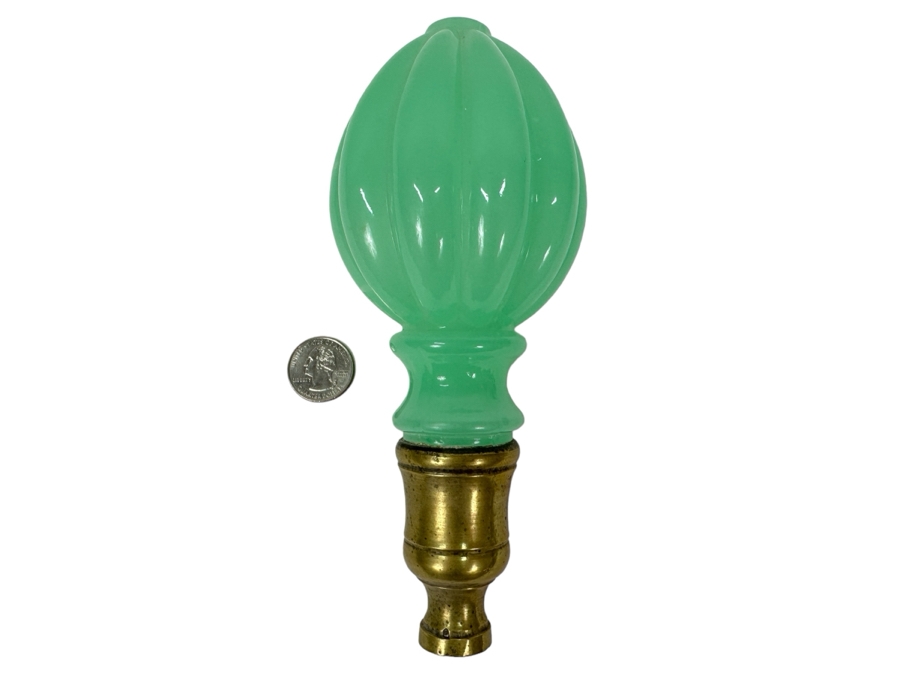 Antique Opaline Glass: Green Newel Post 7.5'L [Photo 1]
