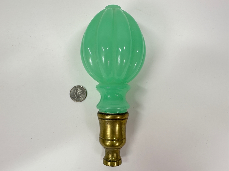 Antique Opaline Glass: Green Newel Post 7.5'L [Photo 2]