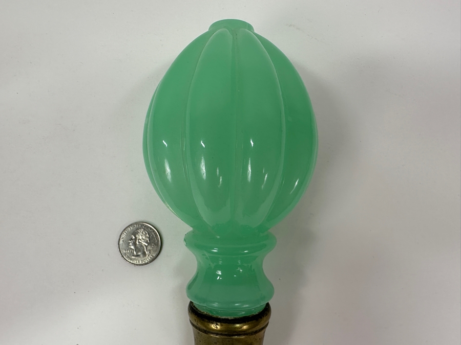 Antique Opaline Glass: Green Newel Post 7.5'L [Photo 3]