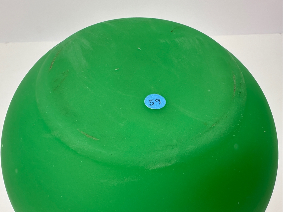 Antique Opaline Glass: Large Green Bowl With Matte Finish 9'W X 6'H Appraised $200 [Photo 9]
