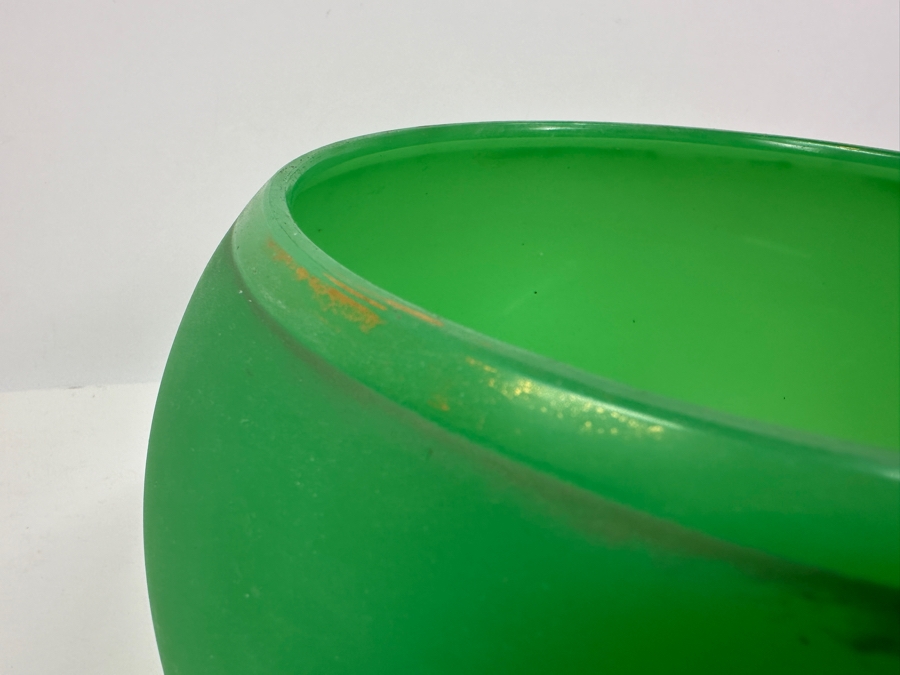 Antique Opaline Glass: Large Green Bowl With Matte Finish 9'W X 6'H Appraised $200 [Photo 7]