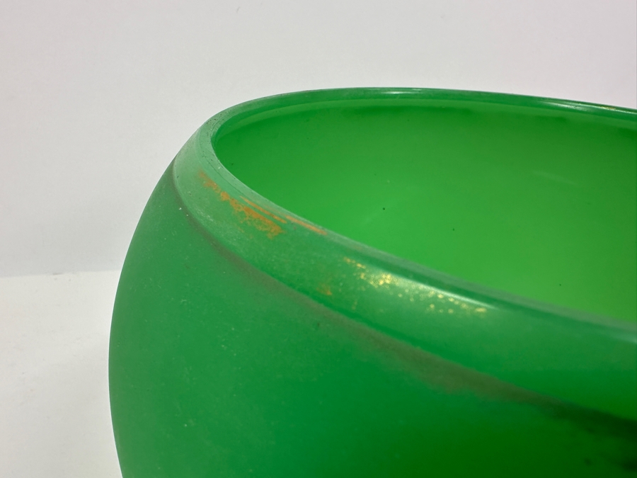 Antique Opaline Glass: Large Green Bowl With Matte Finish 9'W X 6'H Appraised $200 [Photo 6]