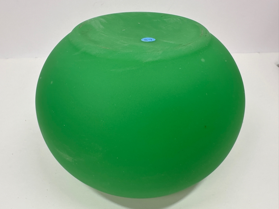 Antique Opaline Glass: Large Green Bowl With Matte Finish 9'W X 6'H Appraised $200 [Photo 8]