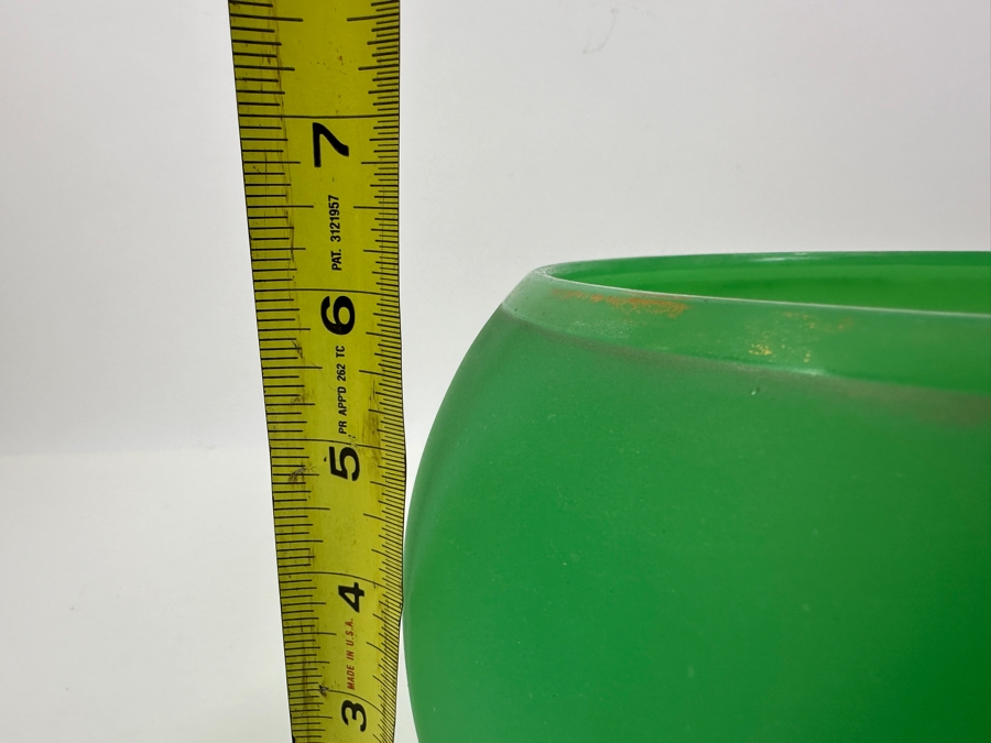 Antique Opaline Glass: Large Green Bowl With Matte Finish 9'W X 6'H Appraised $200 [Photo 11]