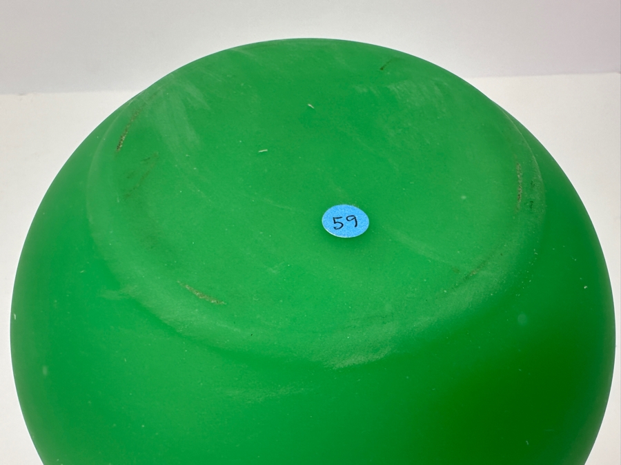 Antique Opaline Glass: Large Green Bowl With Matte Finish 9'W X 6'H Appraised $200 [Photo 10]