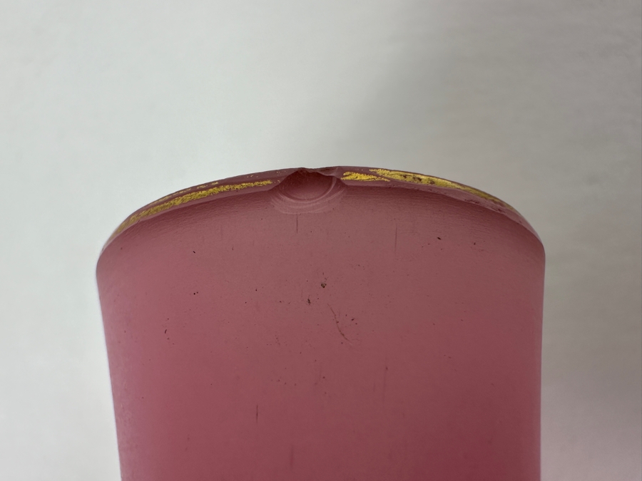Antique Opaline Glass: Pink Bud Vase With Gold Decor 7'H Appraised $175 [Photo 4]