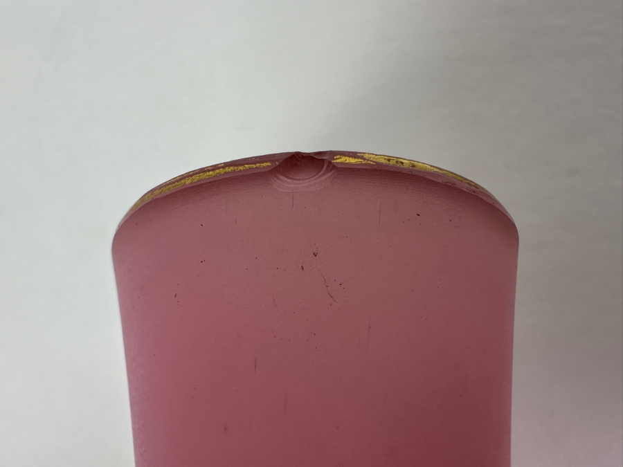 Antique Opaline Glass: Pink Bud Vase With Gold Decor 7'H Appraised $175 [Photo 5]