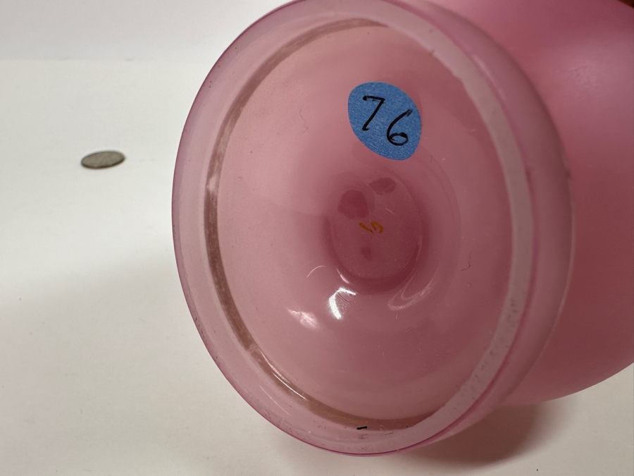 Antique Opaline Glass: Pink Bud Vase With Gold Decor 7'H Appraised $175 [Photo 7]