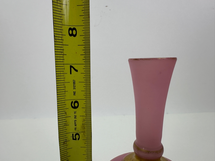 Antique Opaline Glass: Pink Bud Vase With Gold Decor 7'H Appraised $175 [Photo 8]