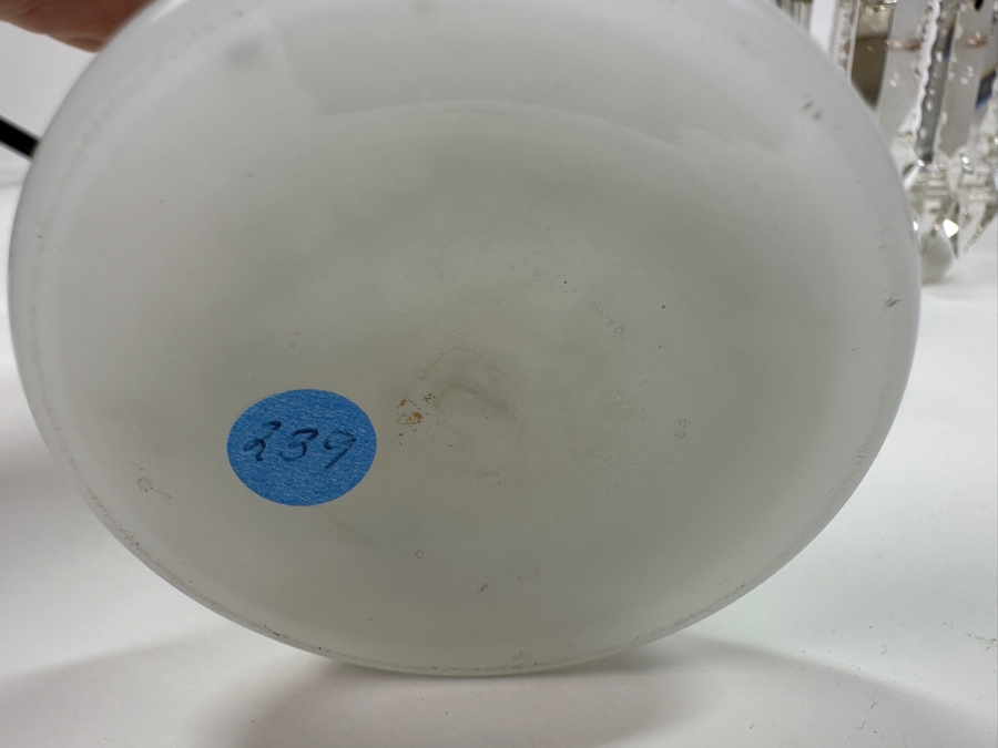 Antique Opaline Glass: White And Blue With Gold Decor Candle Holders Has Chips 6'H [Photo 11]