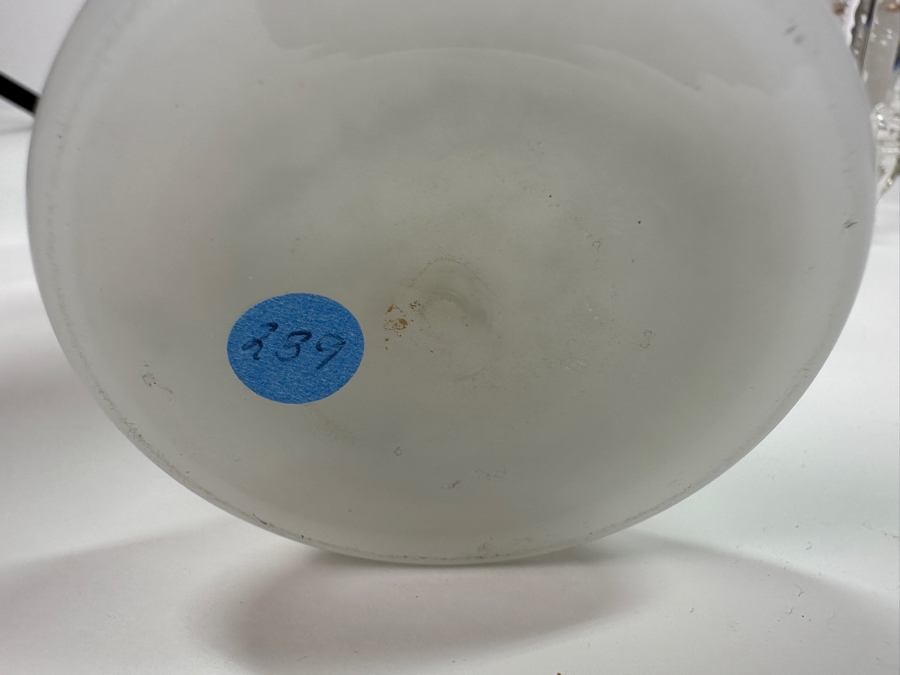 Antique Opaline Glass: White And Blue With Gold Decor Candle Holders Has Chips 6'H [Photo 10]