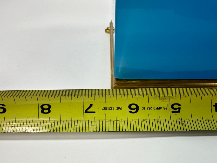 Antique Opaline Glass: Antique French Blue Opaline Glass Cube And Gilt Brass Paw Foot Cachepot Planter 6.5'W X 6.5'D X 6.5'H Estimate $1,400 [Photo 11]