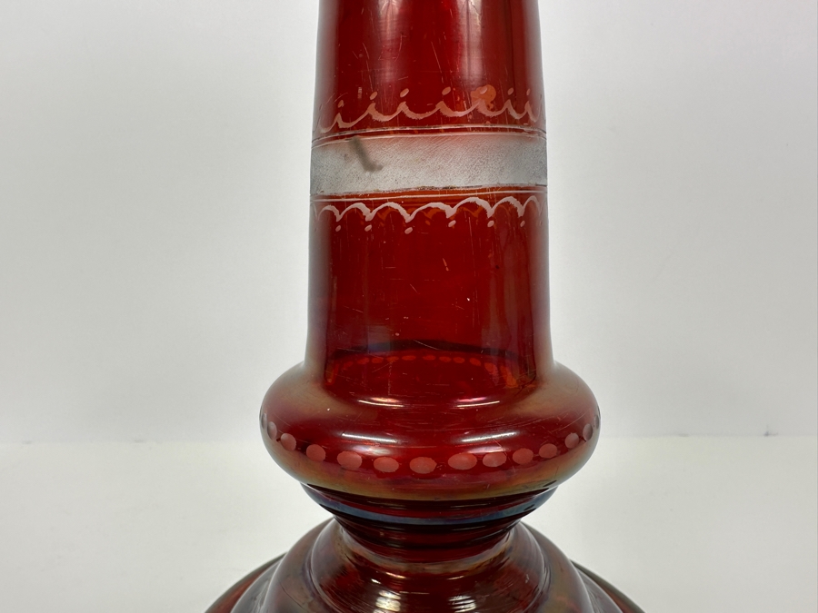 Vintage Ruby Red Glass Lamp Base 13'H [Photo 4]