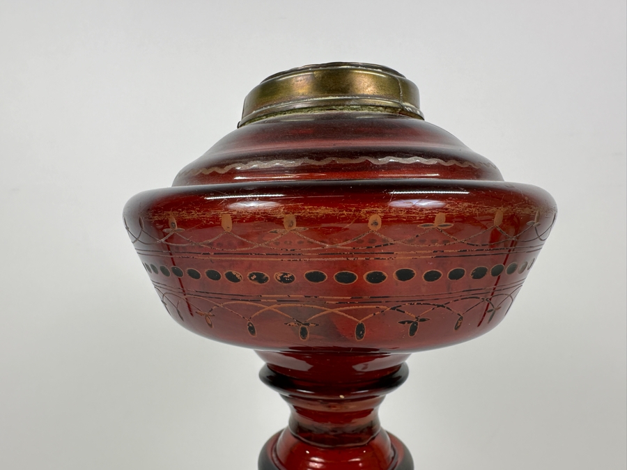 Vintage Ruby Red Glass Lamp Base 13'H [Photo 5]