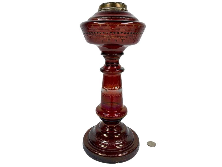 Vintage Ruby Red Glass Lamp Base 13'H
