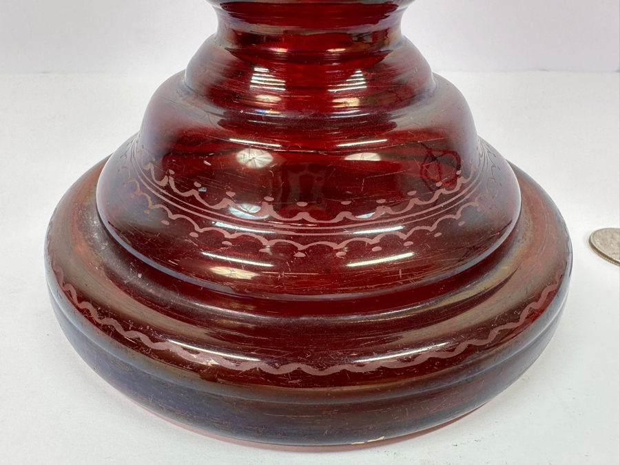 Vintage Ruby Red Glass Lamp Base 13'H [Photo 3]