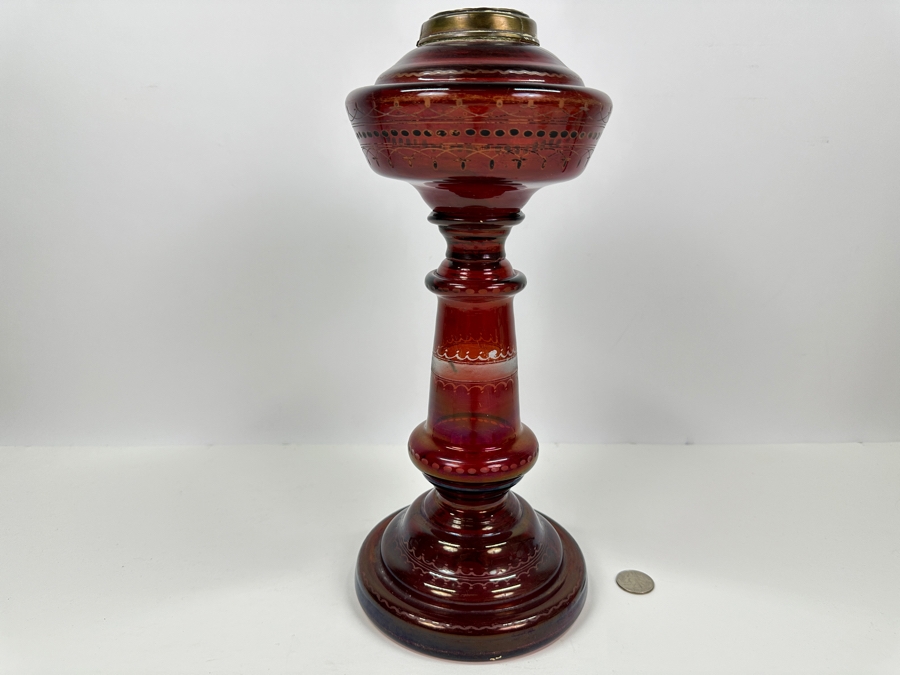 Vintage Ruby Red Glass Lamp Base 13'H [Photo 2]