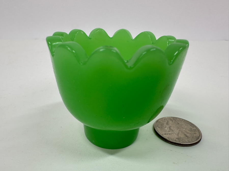 Antique Opaline Glass: Green Egg Cup 2'H [Photo 2]