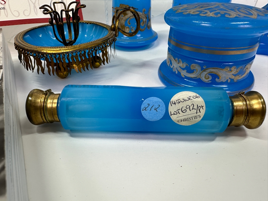 Antique Opaline Glass: Property From The Collection Of Her Royal Highness The Princess Margaret, Countess Of Snowdon Blue Opaline Glass Collection Originally Auctioned By Christies On June 14, 2006 Comes With Cert & Auction Catalog - See Photos [Photo 3]