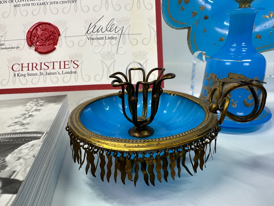 Antique Opaline Glass: Property From The Collection Of Her Royal Highness The Princess Margaret, Countess Of Snowdon Blue Opaline Glass Collection Originally Auctioned By Christies On June 14, 2006 Comes With Cert & Auction Catalog - See Photos [Photo 4]