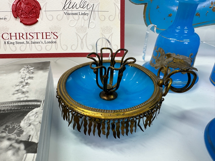 Antique Opaline Glass: Property From The Collection Of Her Royal Highness The Princess Margaret, Countess Of Snowdon Blue Opaline Glass Collection Originally Auctioned By Christies On June 14, 2006 Comes With Cert & Auction Catalog - See Photos [Photo 5]