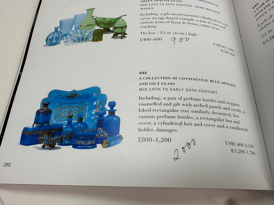 Antique Opaline Glass: Property From The Collection Of Her Royal Highness The Princess Margaret, Countess Of Snowdon Blue Opaline Glass Collection Originally Auctioned By Christies On June 14, 2006 Comes With Cert & Auction Catalog - See Photos [Photo 22]