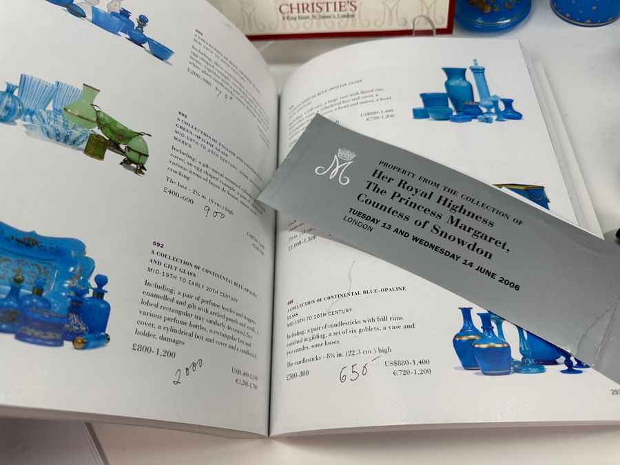 Antique Opaline Glass: Property From The Collection Of Her Royal Highness The Princess Margaret, Countess Of Snowdon Blue Opaline Glass Collection Originally Auctioned By Christies On June 14, 2006 Comes With Cert & Auction Catalog - See Photos [Photo 21]