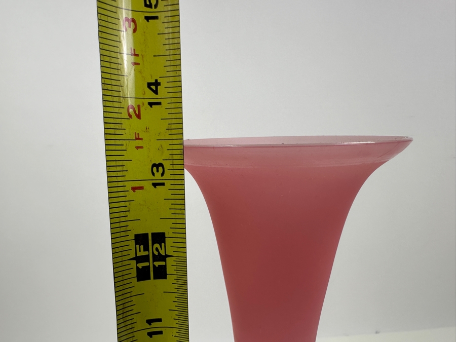 Antique Opaline Glass: Pink Vase With Tall Neck 13.5'H Appraised $325 [Photo 5]