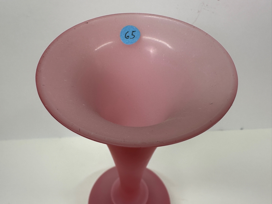 Antique Opaline Glass: Pink Vase With Tall Neck 13.5'H Appraised $325 [Photo 3]