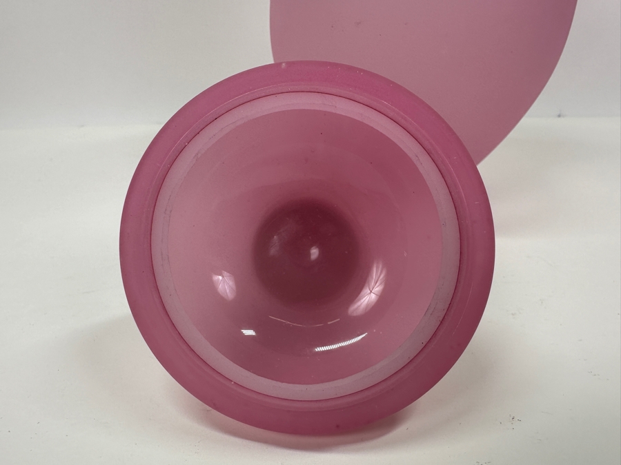 Antique Opaline Glass: Pink And White Lidded Vessel 13.5'H [Photo 7]