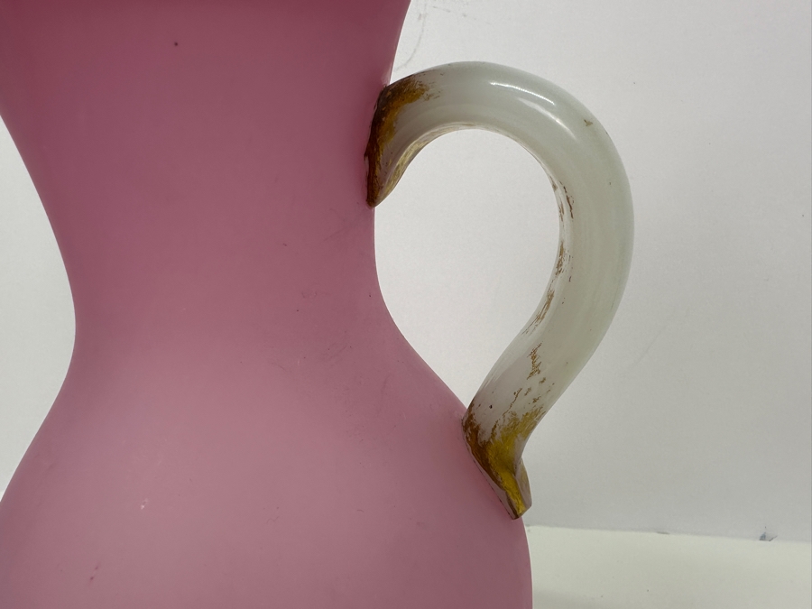 Antique Opaline Glass: Pink And White Lidded Vessel 13.5'H [Photo 5]