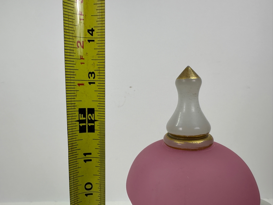 Antique Opaline Glass: Pink And White Lidded Vessel 13.5'H [Photo 9]