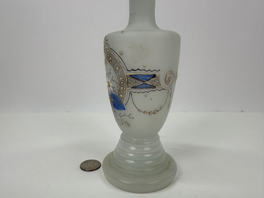 Antique Opaline Glass: White Victorian Bottle White Blue, White & Gold Decor 7.5'H Appraised $85 [Photo 7]